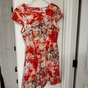 Parker Red and Cream Floral Mini Dress